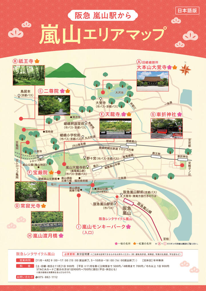 阪急嵐山駅から行く嵐山エリアマップ