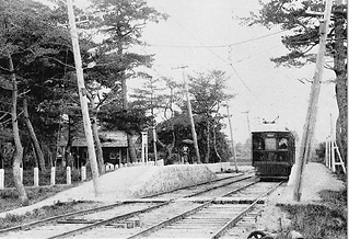 岡町駅と原田神社（1910年）