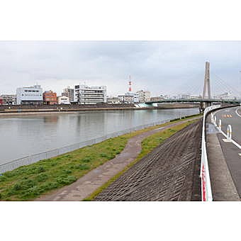安威川と神崎川の合流地点