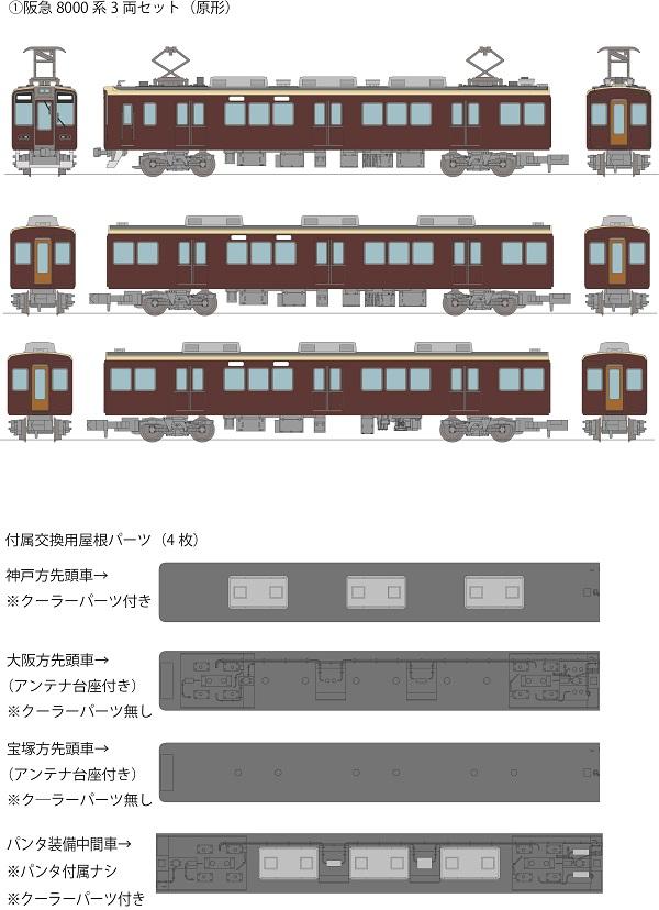 祝日 鉄道コレクション阪急8000系初期車 原形3両セット リニューアル3両セット